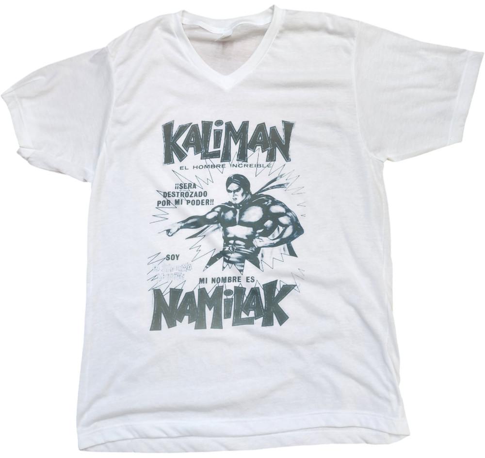 KALIMAN  EL HOMBRE INCREIBLE  Vintage Full Graphic Vneck Print TShirt white Unisex T-Shirt S