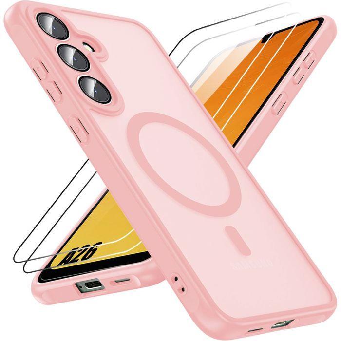 Coque de protection - BOOLING - Samsung Galaxy A26 5G - Rose - 2 Verres Trempés - Antichoc