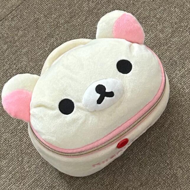 Peluche Fille Ours Mignonne Sac à Maquillage Stéréoscopique Elliptique Sac de Rangement Portable Mignon Dessin Animé Facile Ours Ours Rangement