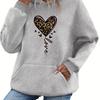Sudadera con capucha de terciopelo para mujer, cálida, holgada, casual, con estampado de leopardo y patrón de corazón, manga larga, para otoño e invierno