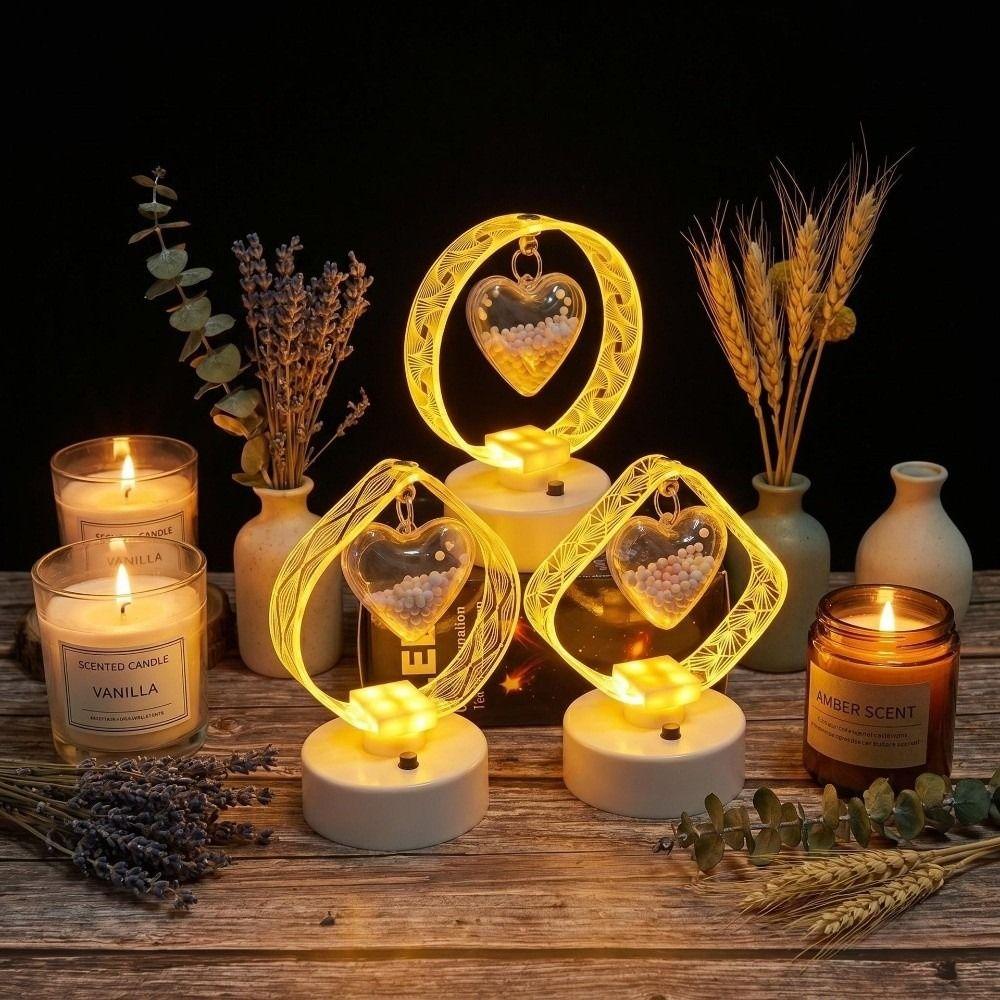 Acrylic Engraved Shade Acrylic Table Lamp Heart Pendant LED Lamp  Office Desk Ornament