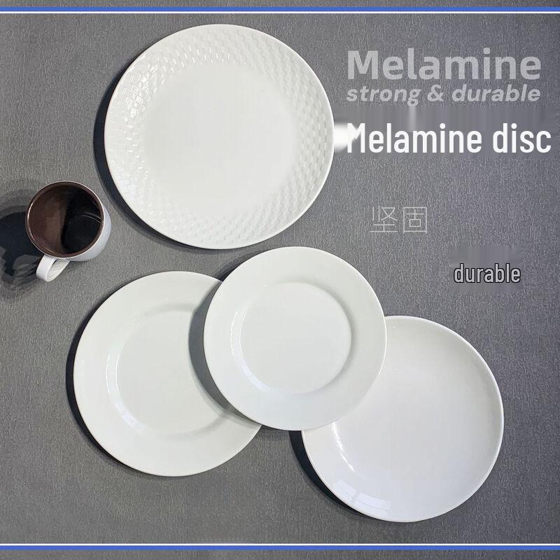 White Melamine Commercial Round Serving Plates