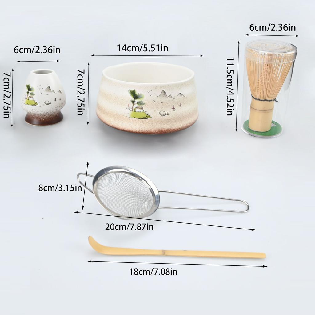2pcs/4pcs/5pcs/set Japanese Style Matcha Tea Set With Tool Rack, Including Bowl, Whisk, Spoon, Great Gift For Ceremony