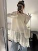 Korean Style Lace Patchwork Long-Sleeve Two-Piece T-Shirt for Women