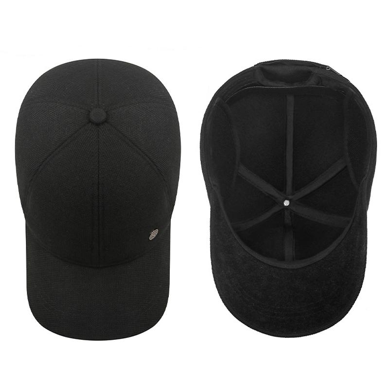 Herbst Winter Herren Warme Samt Baumwolle Mütze Mittelalterliche und Ältere Ohrenschutz Baseballkappe Kältefeste Mütze für Ältere