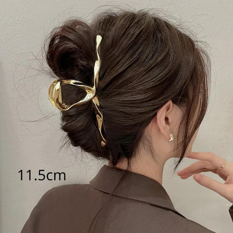 New  Simple Cross Women Claw Clips Metal Gold Silver Large Medium Shark Crab Clamps Hairgrip for Thick Thin Hair Accessories