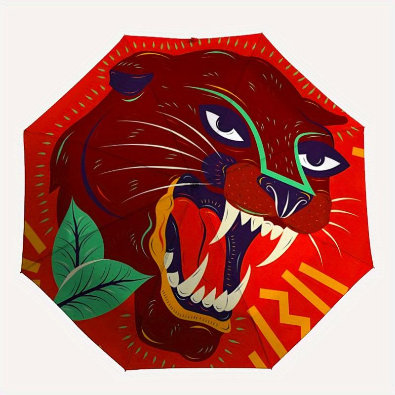 

1pc Panther Automatic Opening/closing umbrella, Reinforced 8-Rib Construction, Compact Travel Umbrella yy250808147