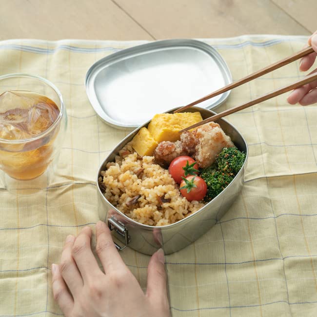 Aoyoshi ZEBRA Bento Nerezový do myčky 061899 Krabička, 15 cm, Ocel, Cca. 620ml, Bezpečný, Oválný,