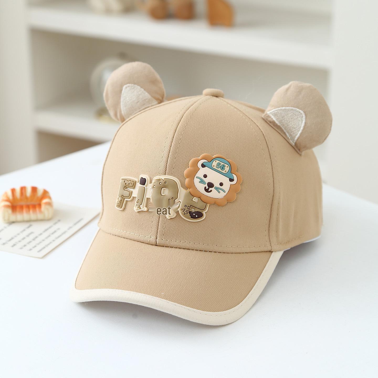 Children s Cute Lion Baseball Cap - Unisex Baby Cartoon Duckbill Sunshade Hat for Spring and Summer One Size бежевый
