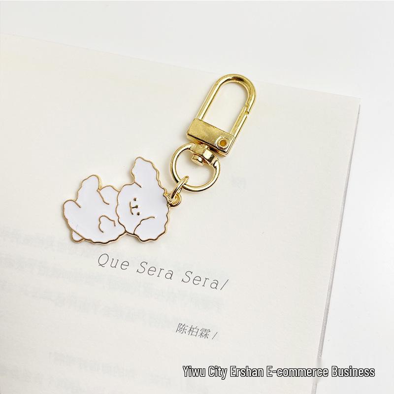 Korean Cute White Puppy Keychain Pendant for AirPods & Backpack Decoration