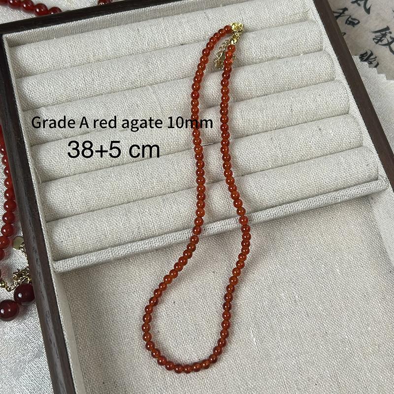 Colliers exquis en perles rondes d'agate rouge naturelle pour femmes et filles, chaîne claviculaire légère et luxueuse, accessoire de bijouterie