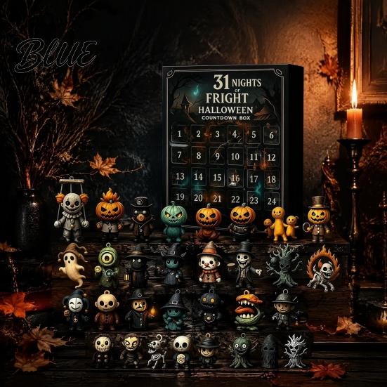 Halloween Classroom Rewards Advent Calendar 2026 31 Nights of Fright Countdown Box with Decoration for Home Mini Spooky Figurines Surprising