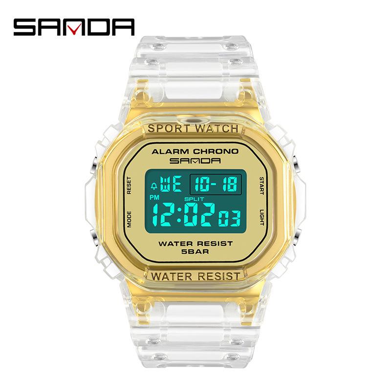 Sanda Transparent Strap Multifunctional Luminous Waterproof Sports Watch