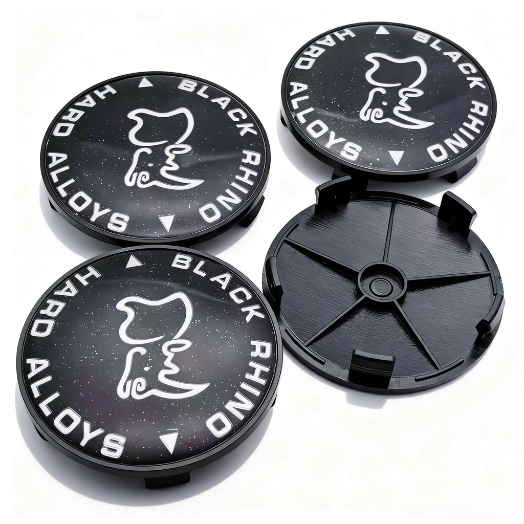 4pcs Black Rhino Logo Emblem Badge Car Wheel Center Caps 68MM Clips 63MM Wheels Hub Cap Rim Hubcaps Dust Cover Car Accessories