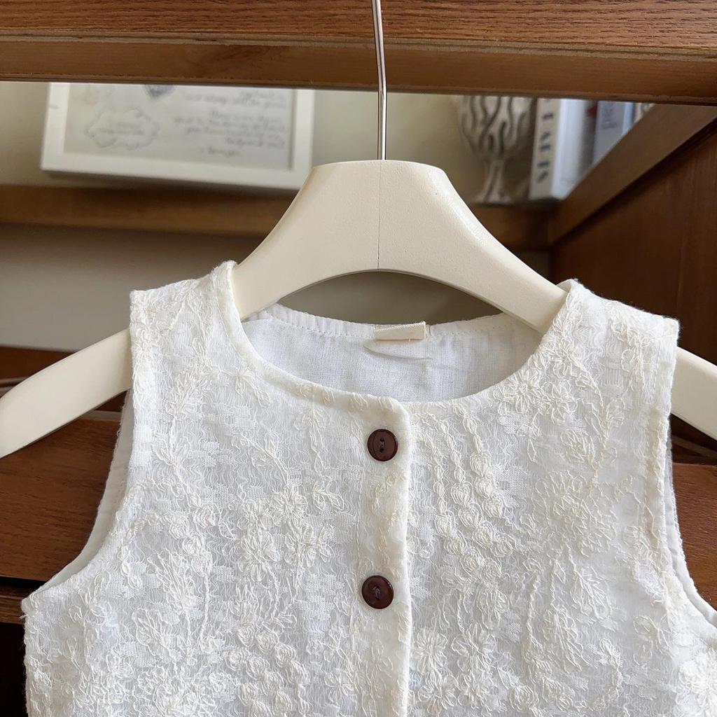 Girls' Sleeveless Korean-Style Vest & Long Pants Set