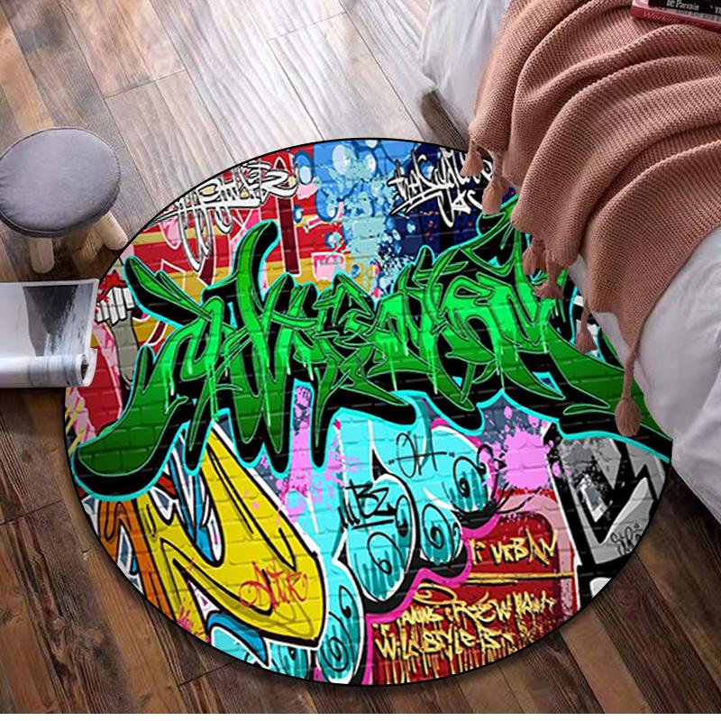 

Graffiti Circular Rug - Office Decorative Carpet For Living Room Bedroom Door Mat Floor Rug Computer Chair Area Rug 80x80cm( 31x31in)