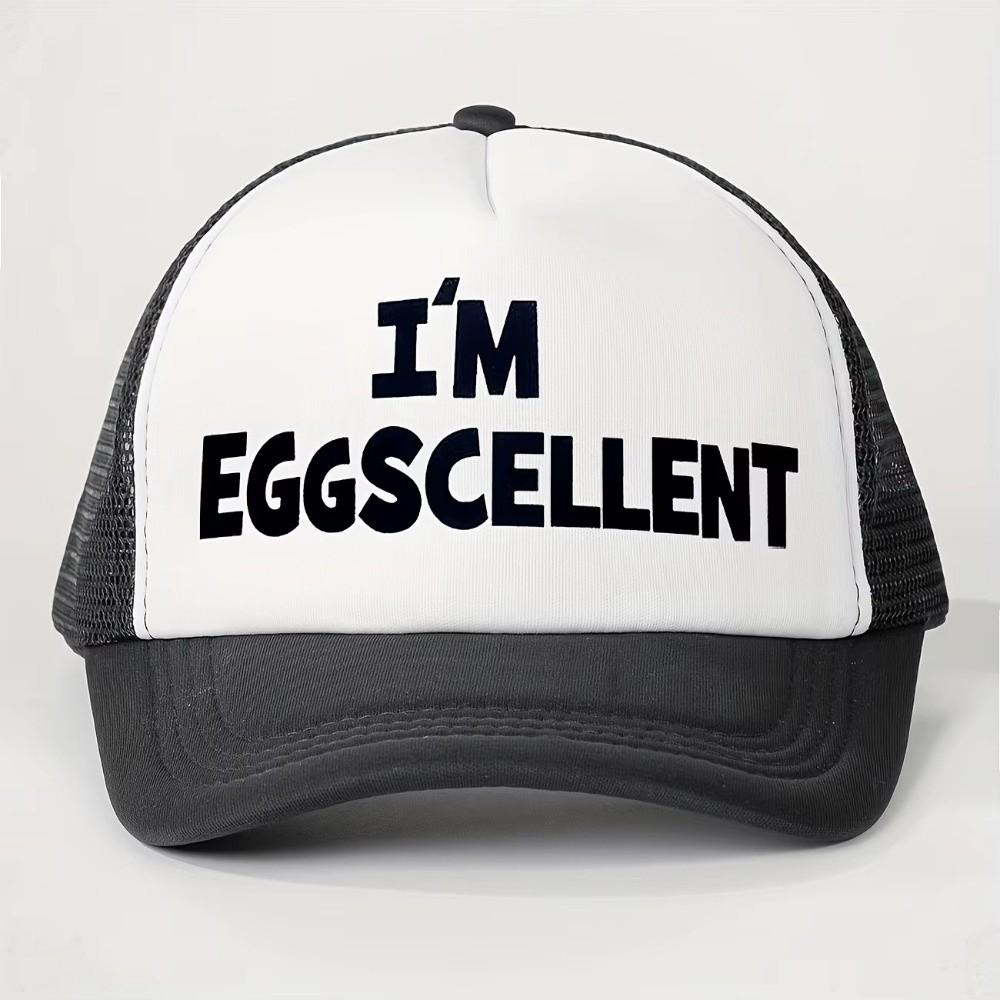 Foam Mesh I'M EGGSCELLENT Trucker Cap Curved Brim Snapback Cap Fashion Golf Hat For Men Women