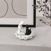 Human-Cat Interaction Shape Ornament, with Stable Non-Slip Lotus Base, Black And White Contrast Design, Ornament for Cat Lovers