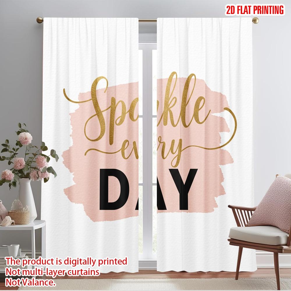 

2pcs 2D flat printing Window Curtains Sparkle Every Day 100% Polyester Fabric Without Electricity Holiday Decorations Perfect 52.50×116.00 CM 2pcs