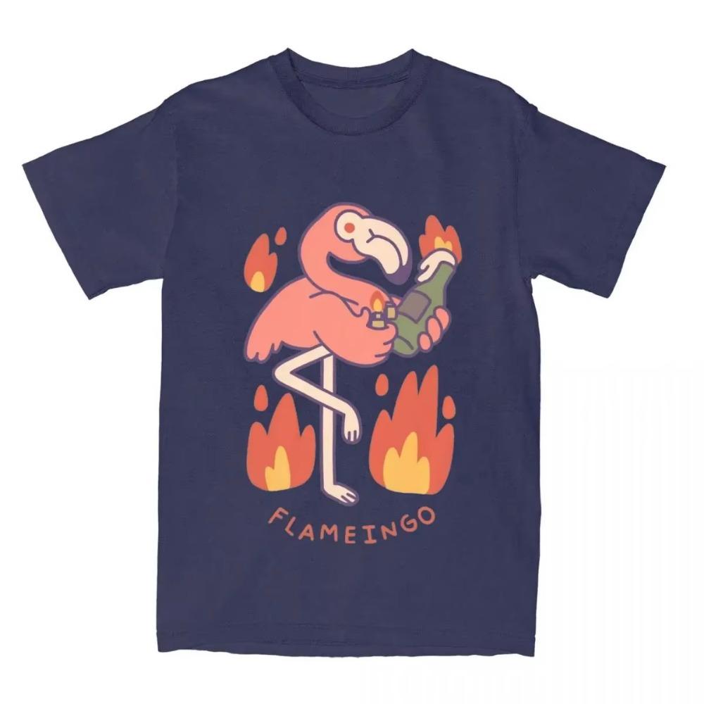 Vintage Flamme Feuer Flamingo T-Shirt für Herren Damen Lustiges Parodie T-Shirt Geschenkidee Kleidung