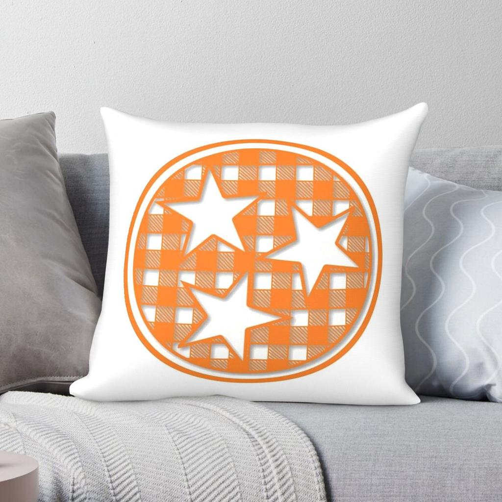 Tennessee Gingham Tristar Square Pillowcase Polyester Linen Velvet Creative Zip Decor Pillow Case Bed Cushion Cover