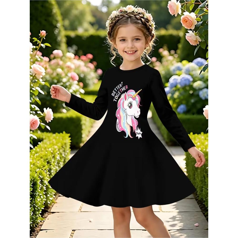 Girls' 3D Fantasy Animal Dress Long Sleeve Summer Spring Vacation Daily Holiday Princess Beautiful Sweet Kids 4-12 Years Casual Dress A Line Dress