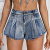 New European and American Sexy Ultra Short Cake Puffy Short dress Denim Skirt High Waist Demin shorts Jeans Women Fashion