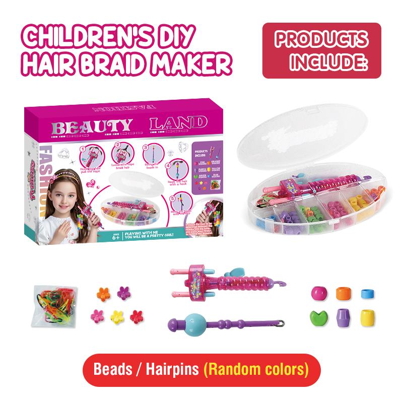 

Hair Braider DIY Hair Accessories Kit for Girls Kids Beads Hair Styling Tool Manual Braiding Weaving Pretend Play Toys Gift