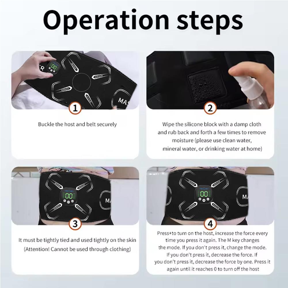 Smart Abdominal Toning Belt EMS Muscle Stimulator Toner Waist Abs Trainer Body Slimming Home Fitness Massager USB Recharge