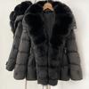 European women's winter new high-quality real fox fur collar down jacket temperament warm hooded jacket