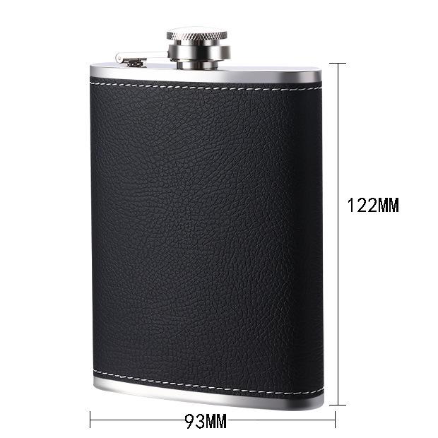 Portable Stainless Steel Leather-Covered Wine Flask for Outdoor Use