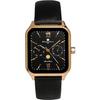Salvatore Marra Men's Square Moon Phase Watch with Multi-Calendar, Water Resistant, Leather Strap, Limited Edition, Pink Gold and Black, SM24112-PGBKL