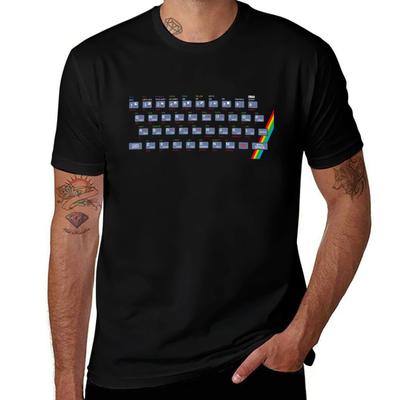 ZX Spectrum Tastatur T-Shirt Grafikshirts Oversizeds blau Schloss eng anliegende T-Shirts für Männer