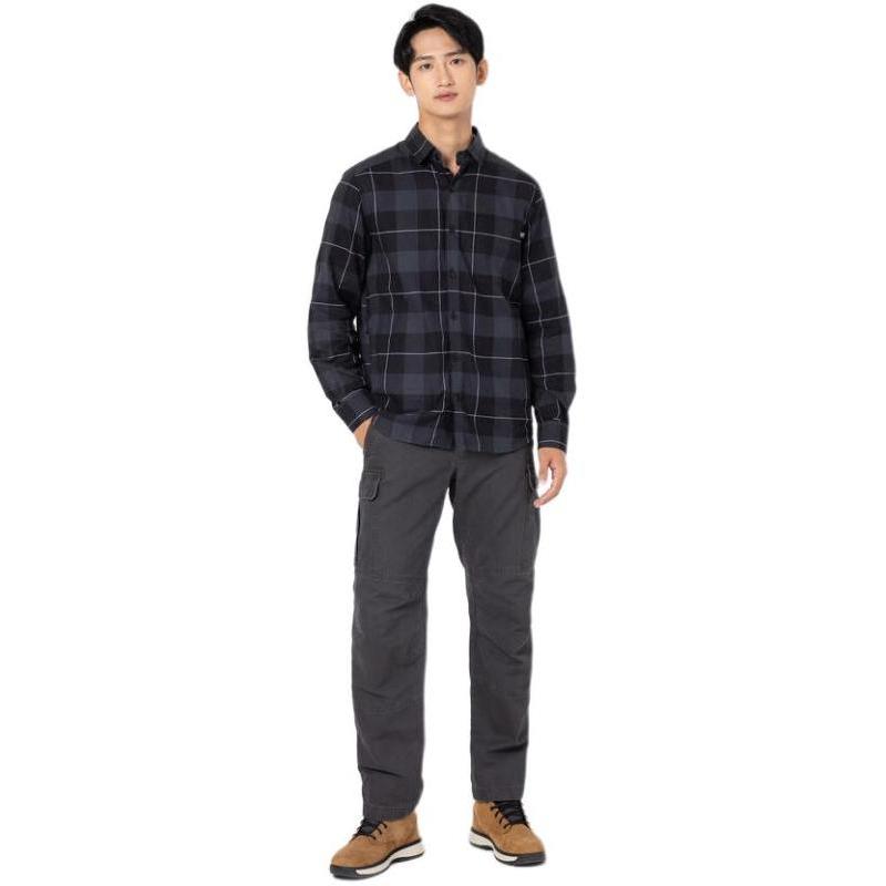 

DECATHLON TRAVEL100 Plaid Pointed Neck Long Sleeve Single-Breasted Shirt Men s Black 2XL чёрный