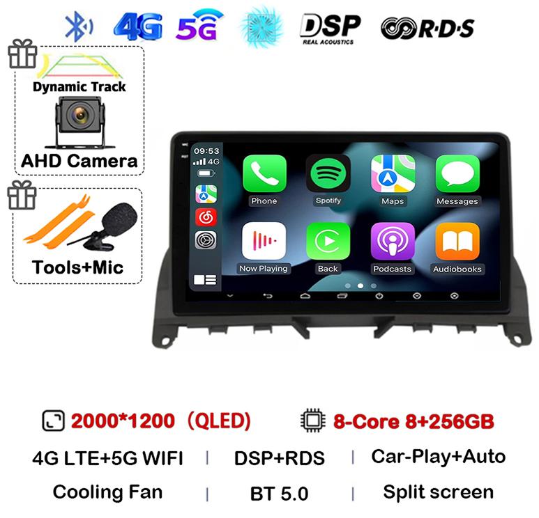 Android 14 Carplay Auto Pentru Mercedes Benz C Class 3 W204 S204 2006-2011 Radio Auto Autoradio Stereo Player Multimedia WIFI+4G DSP