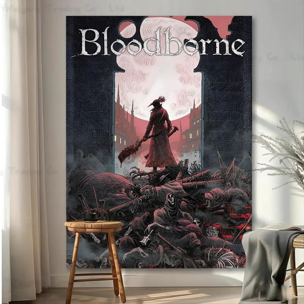 Klassisches Spiel Bloodborne Buntes Wandbehang Hippie Blume Wandteppiche Schlafsaal Dekor Wandkunst Dekor