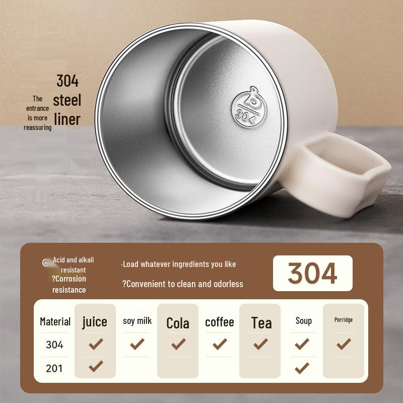 304 Stainless Steel Double-Walled Anti-Scald Mug with Lid and Drinking Spout