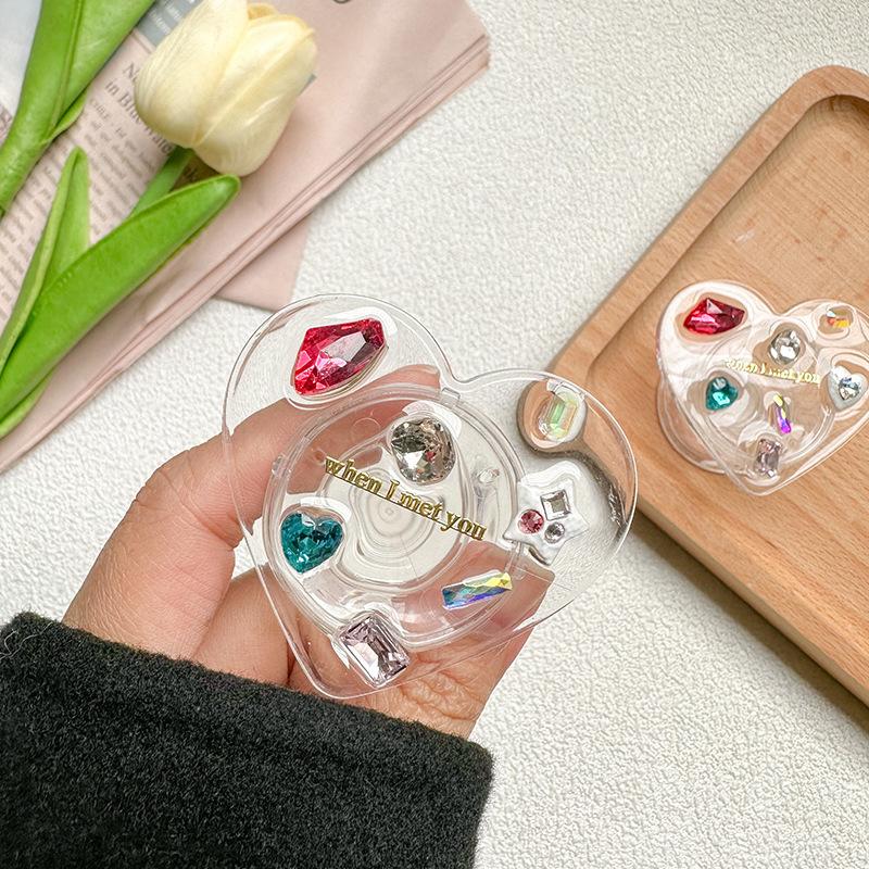 Mobile Phone Airbag Bracket Love Handmade Epoxy Love Rhinestone Gem Style Luxury Back Sticker Retractable Women'S Model