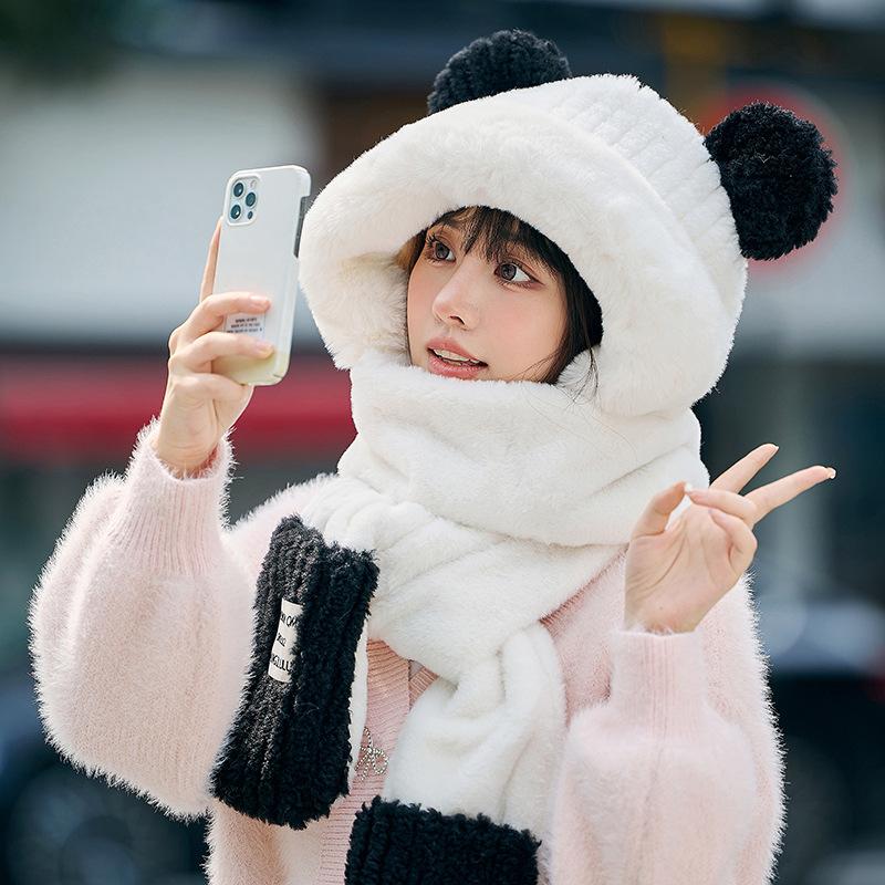 

Милий капелюх-пуловер, жіночі осінні та зимові шапки, маски, намиста, інтегрований антихолодний велосипед, теплі та вітрозахисні щитки для обличчя One size