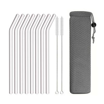 Set 3/5/10/11 Bucăți Paie din Sticlă Borosilicată Înaltă 8mm Reutilizabile Ecologice Accesorii Bar Ceai cu Bule Smoothie-uri