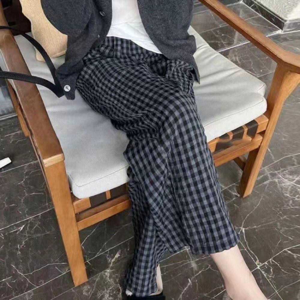 Trousers Stripe Grid Pants Candy Color Loose-fit Plaid Sleepwear Lattice Pajams Pants  Students