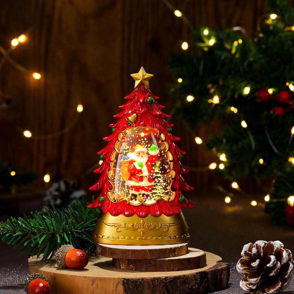 Lampada Candela Luminosa Albero di Natale Dipinto - Regalo per Bambini e Decorazione da Tavolo
