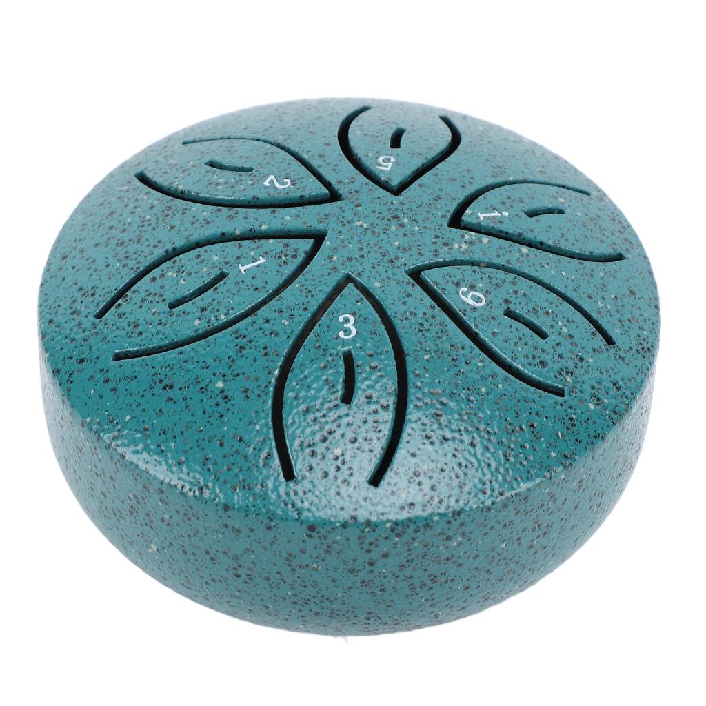 Miniature Steel Tongue Drum 3 Inch 6 Notes Rain Drum Percussion Instrument for Outside Garden Dark Green