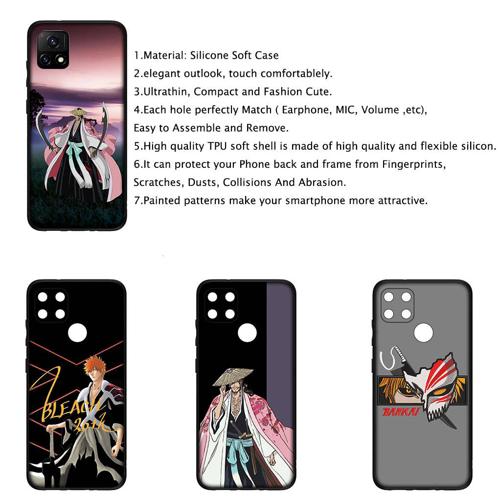 For iPhone 16 15 Xiaomi Redmi Note 14 13 12 11 Pro Max X 8 16e Samsung Galaxy S25 S24 S23 Moto OPPO Kyoraku Shunsui Bleach Kurosaki Ichigo Phone Case