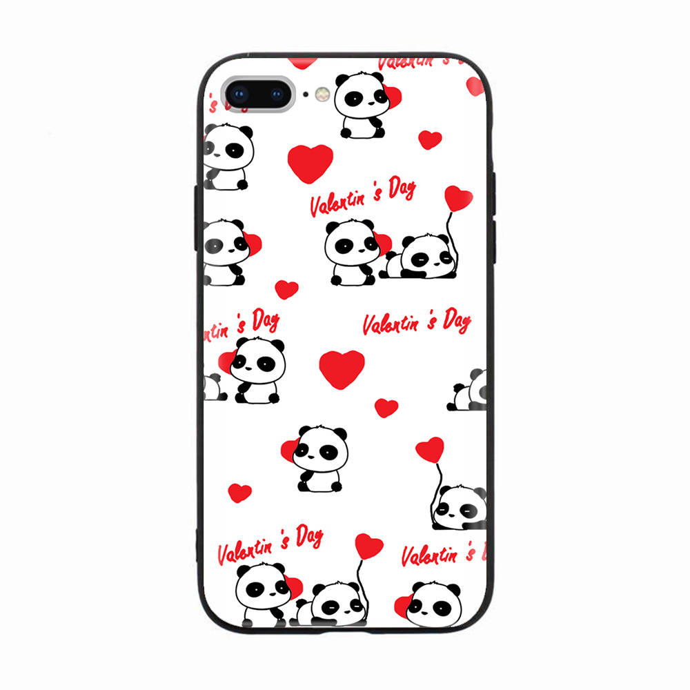 Černé pouzdro pro Xiaomi Redmi 13C Note 9 iPhone XR 7 8 14 15 11 12 13 X XS Pro Max Samsung A25 S23 S24 FE Ultra Plus Panda Kreslený