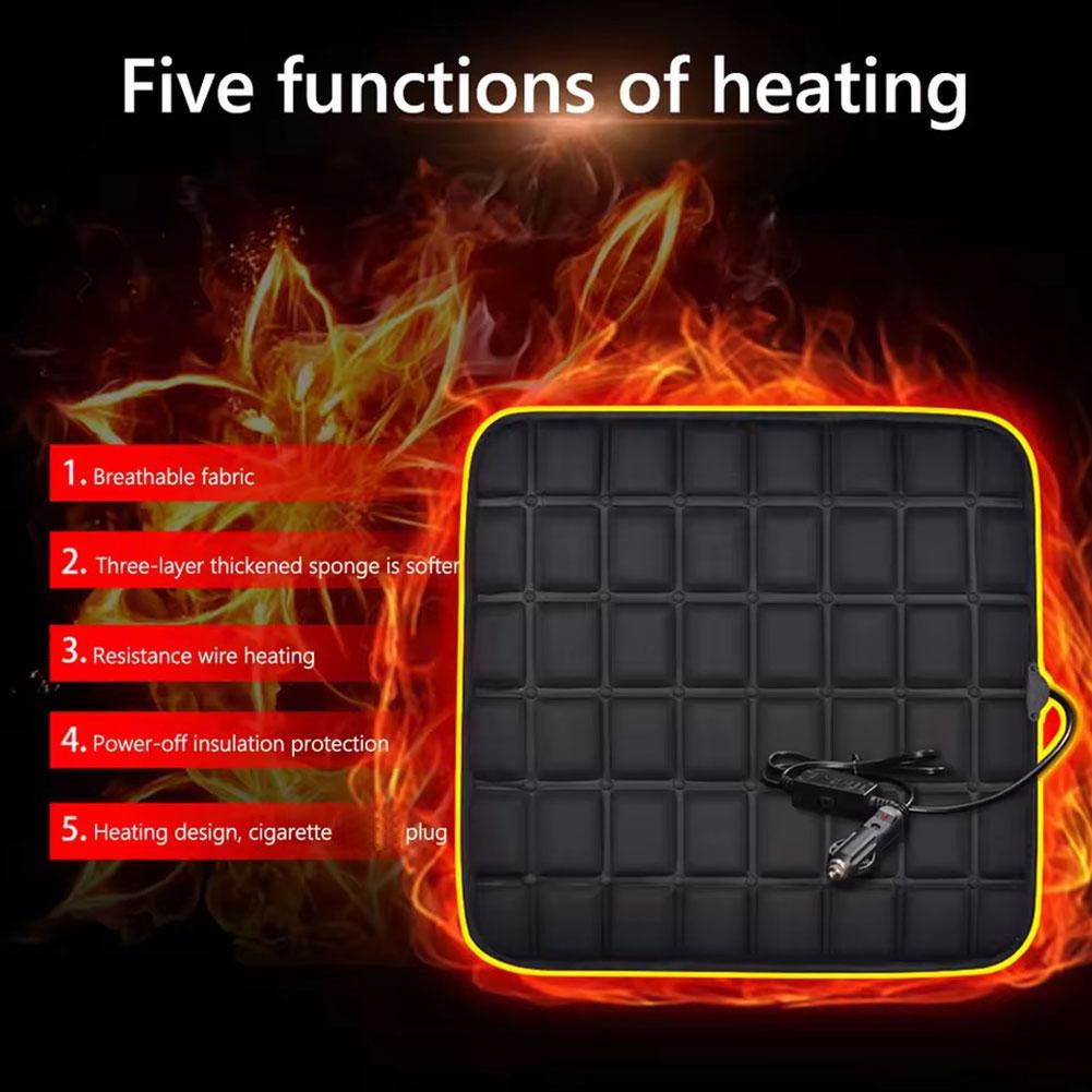 Portable 12V Heated Seat Pads Adjustable Car Seat Cushion Cover Electric Heating Universal Front Seats Warmer for Winter Driving
