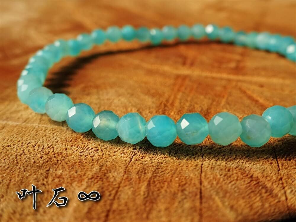 For Wish and Good Amazonite Bracelet for Men and Women Natural Power 4mm Round Cut 15cm Women with Small Kanaishi [Amulet Dreams, Fulfillment, Hope,