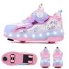 Boys and Girls USB Charging Night Smooth Roller Shoes LED Luminous Roller Shoes Outdoor Parkour Skates Christmas Sports Gift