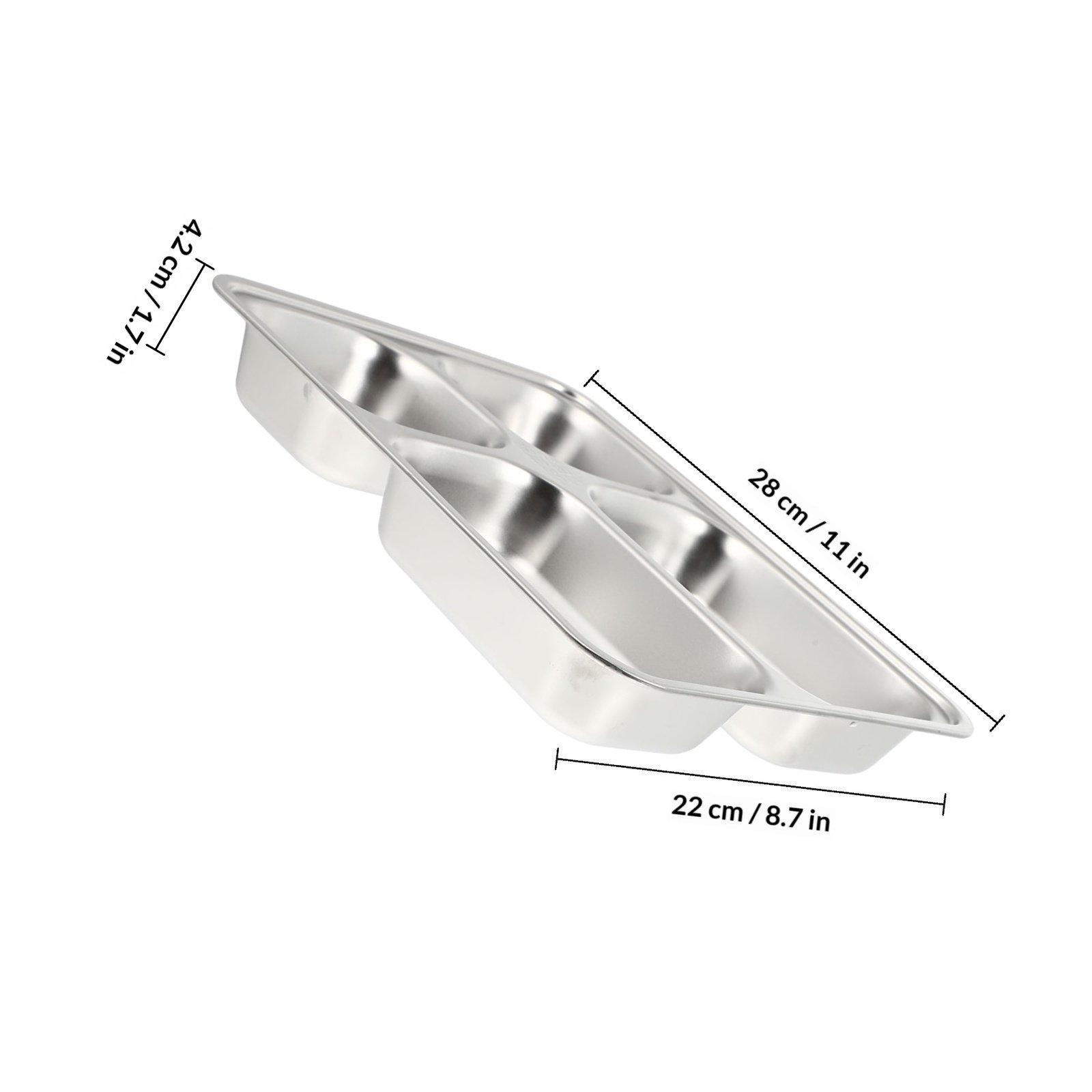 

1Pcs School Canteen Stainless Steel Divided Plate Rectangular 4 Sections Food Serving Tray Camping Hiking Lunch Compartment Tray срібний