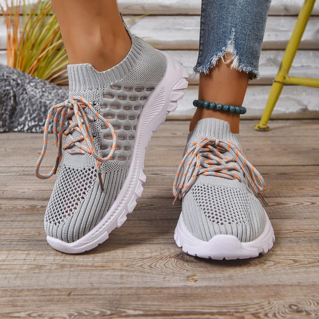Fashion Women Sneaker Spring Autumn Breathable Mesh Sneakers Woman Non-Slip Light Solid Sports Shoes Women Casual  Lace Up Shoes
